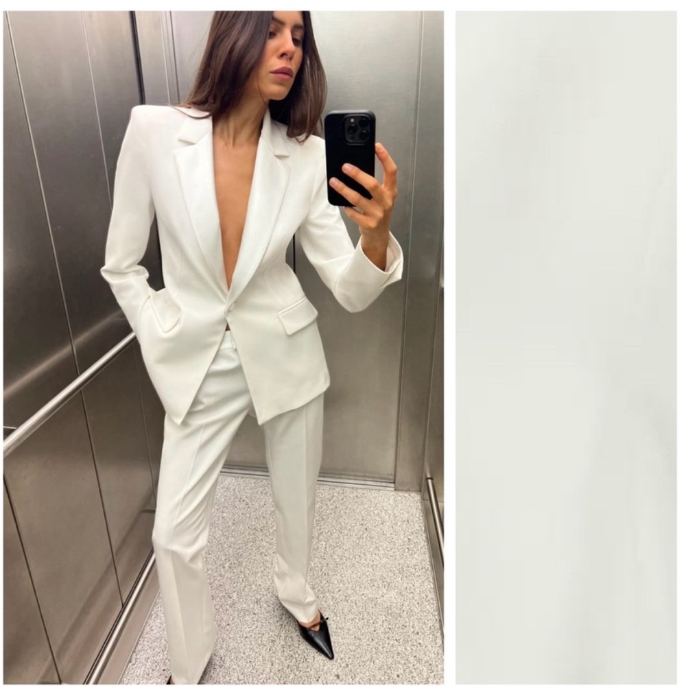 NWOT Zara White Tuxedo Jacket - Picture 3 of 13